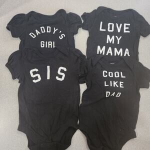 The Children's Place Black White Graphic Baby Girl Body Suit 4 Pieces 6-9 Months